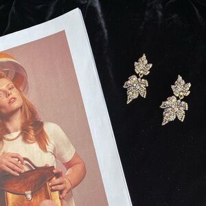 HEIDI DAUS "Many Hues Of Autumn" Crystal Leaf Shape Dangle Earrings